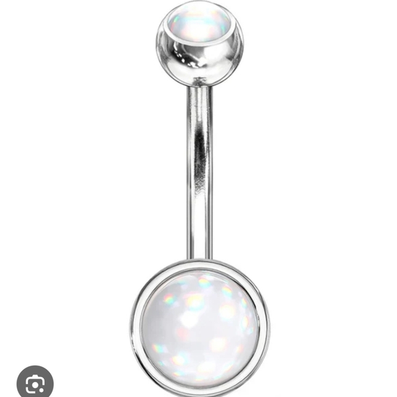 pericings Accessories - Clear Double irridecent/ Escent Belly Button Ring white silver